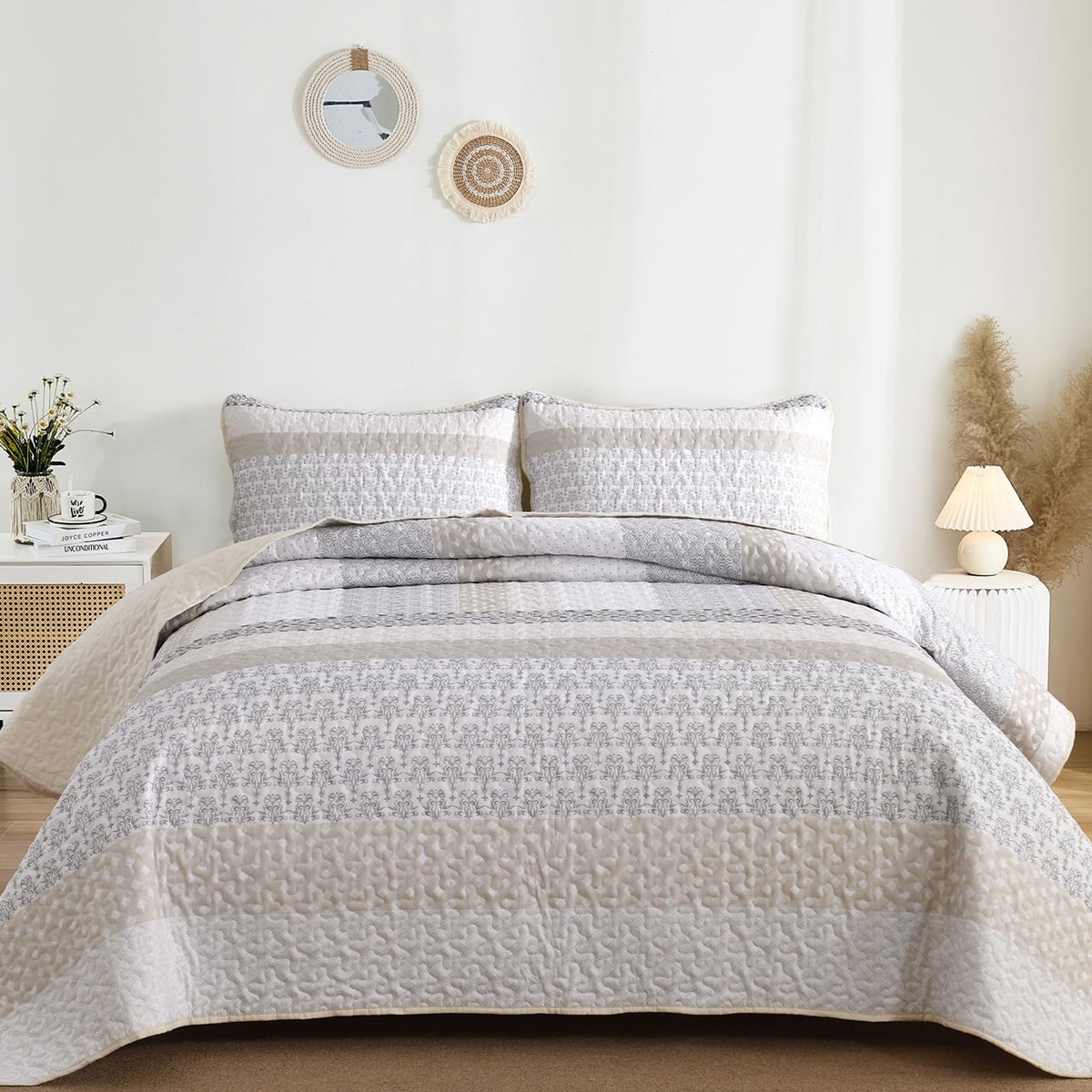 WONGS BEDDING beige pillow shams 20x28 with decorative boho detail