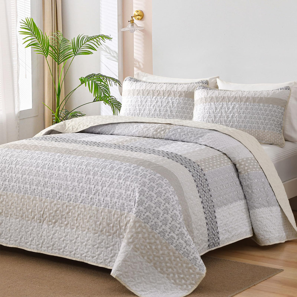 WONGS BEDDING beige quilt queen 96x90 offering cozy all-season warmth