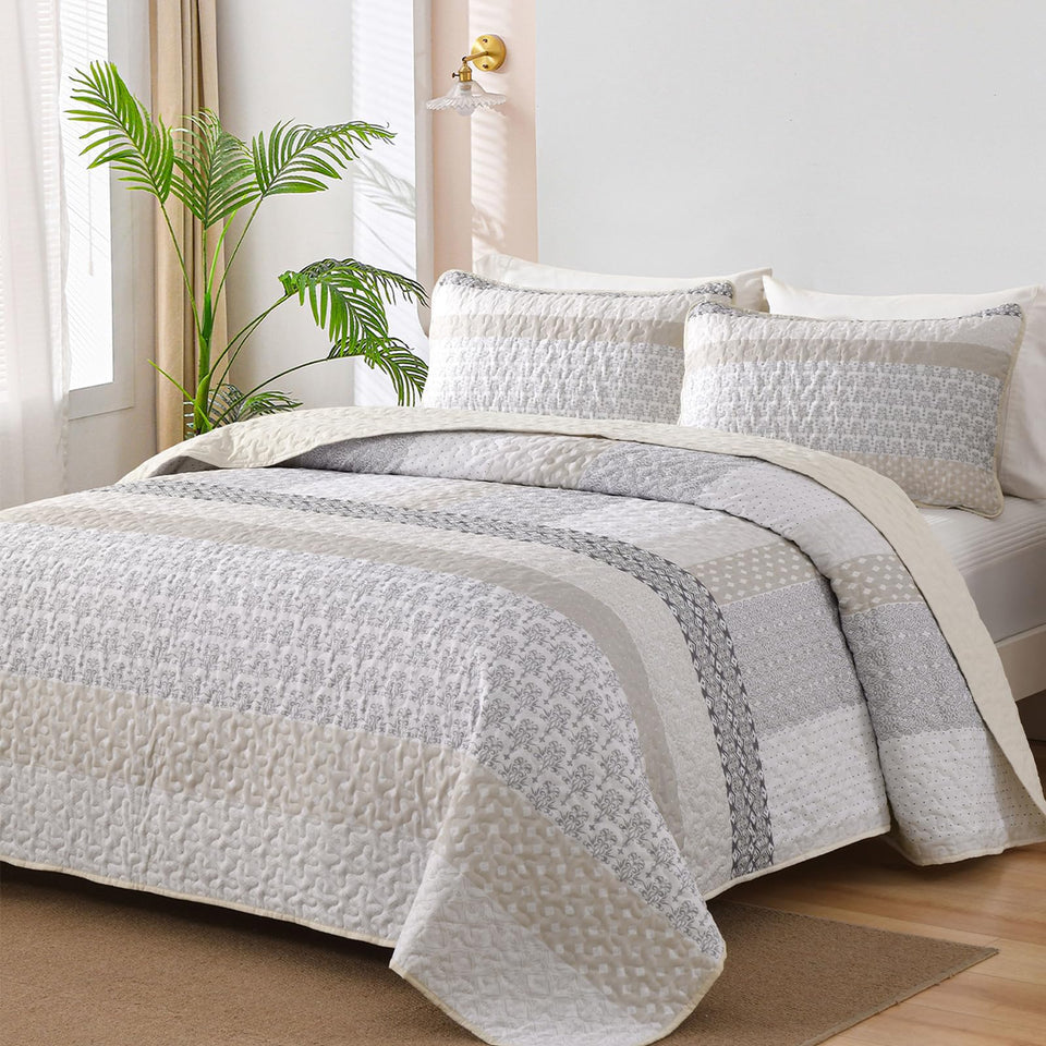 WONGS BEDDING beige quilt queen 96x90 offering cozy all-season warmth