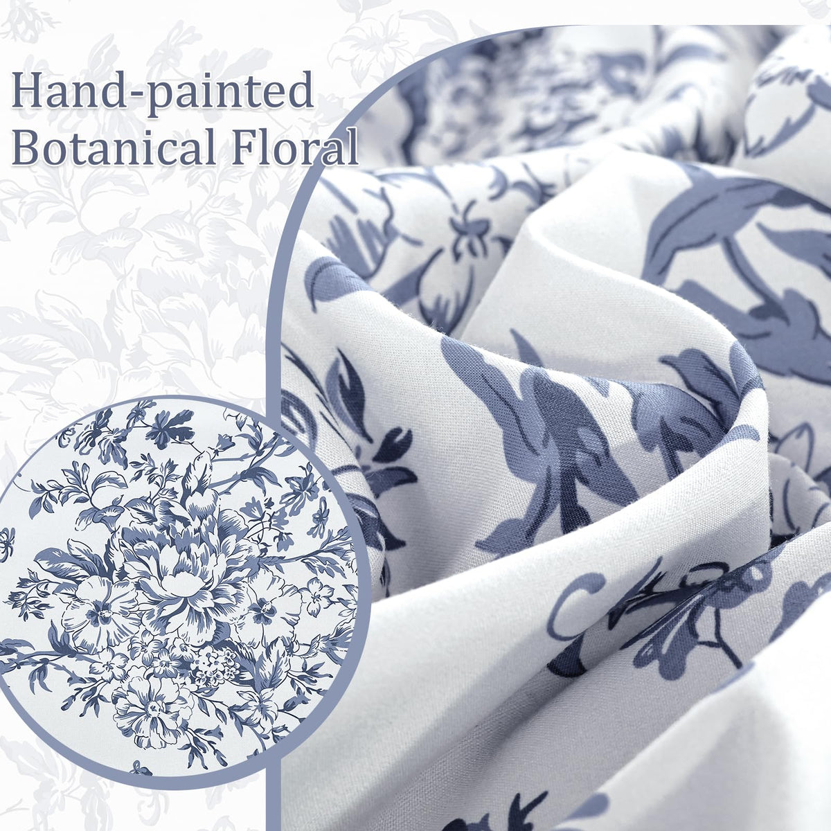 WONGS BEDDING blue floral pillow shams for cohesive bed look.