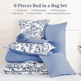 WONGS BEDDING blue floral decorative pillowcase adds a polished touch.