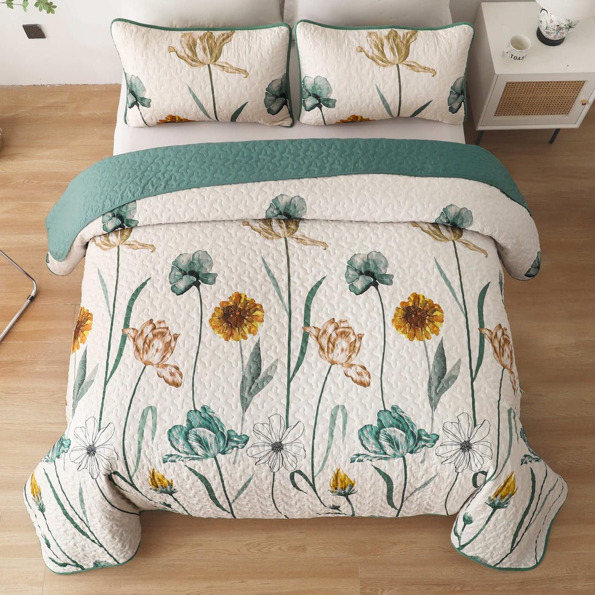 WONGS BEDDING botanical bedspread design brightens spaces with lively colors.