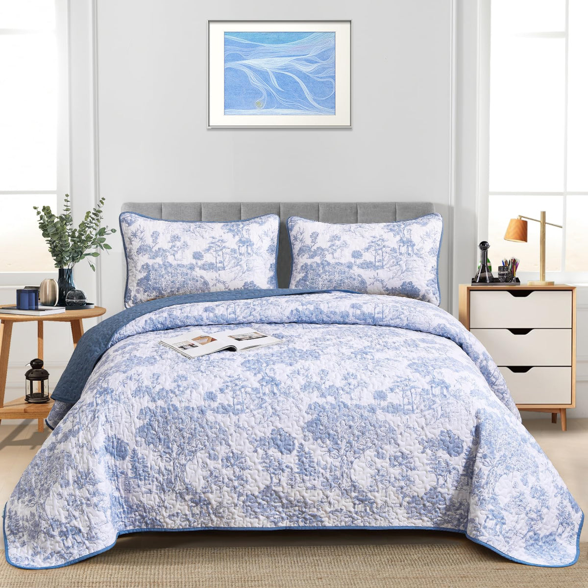 WONGS BEDDING botanical-printed quilt for versatile decor in all seasons