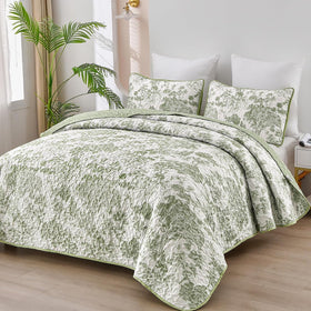 WONGS BEDDING botanical quilt king full view shows versatile all-season design