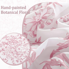 Detail of pink floral print on the WONGS BEDDING fabric