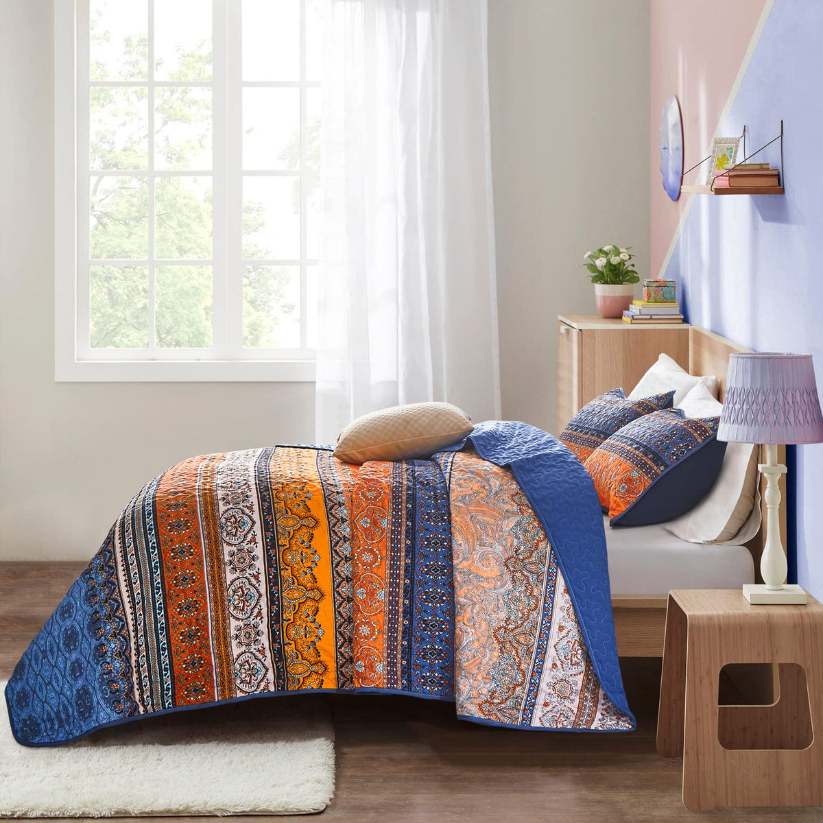 WONGS BEDDING queen pillow shams pair with the quilt for a coordinated look.