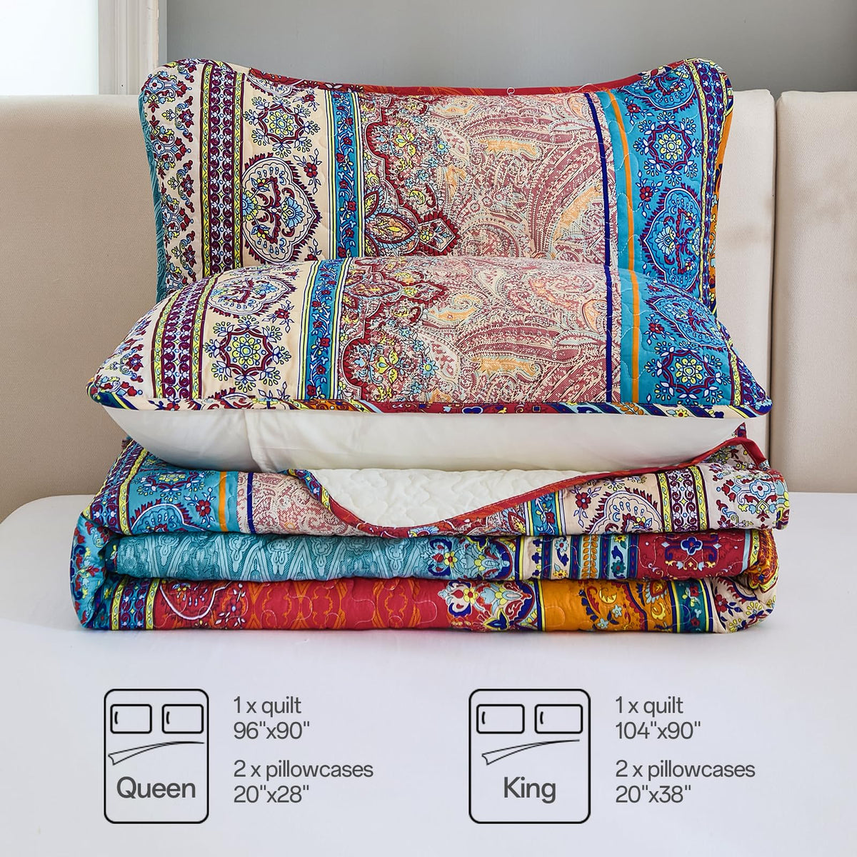 WONGS BEDDING three-piece queen set - includes quilt and two pillowcases