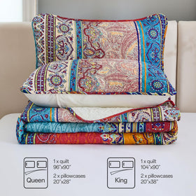 WONGS BEDDING three-piece queen set - includes quilt and two pillowcases