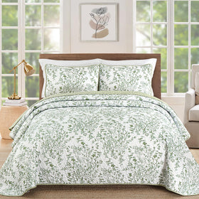 WONGS BEDDING sage green quilt with pillowcases on a queen bed for soft comfort