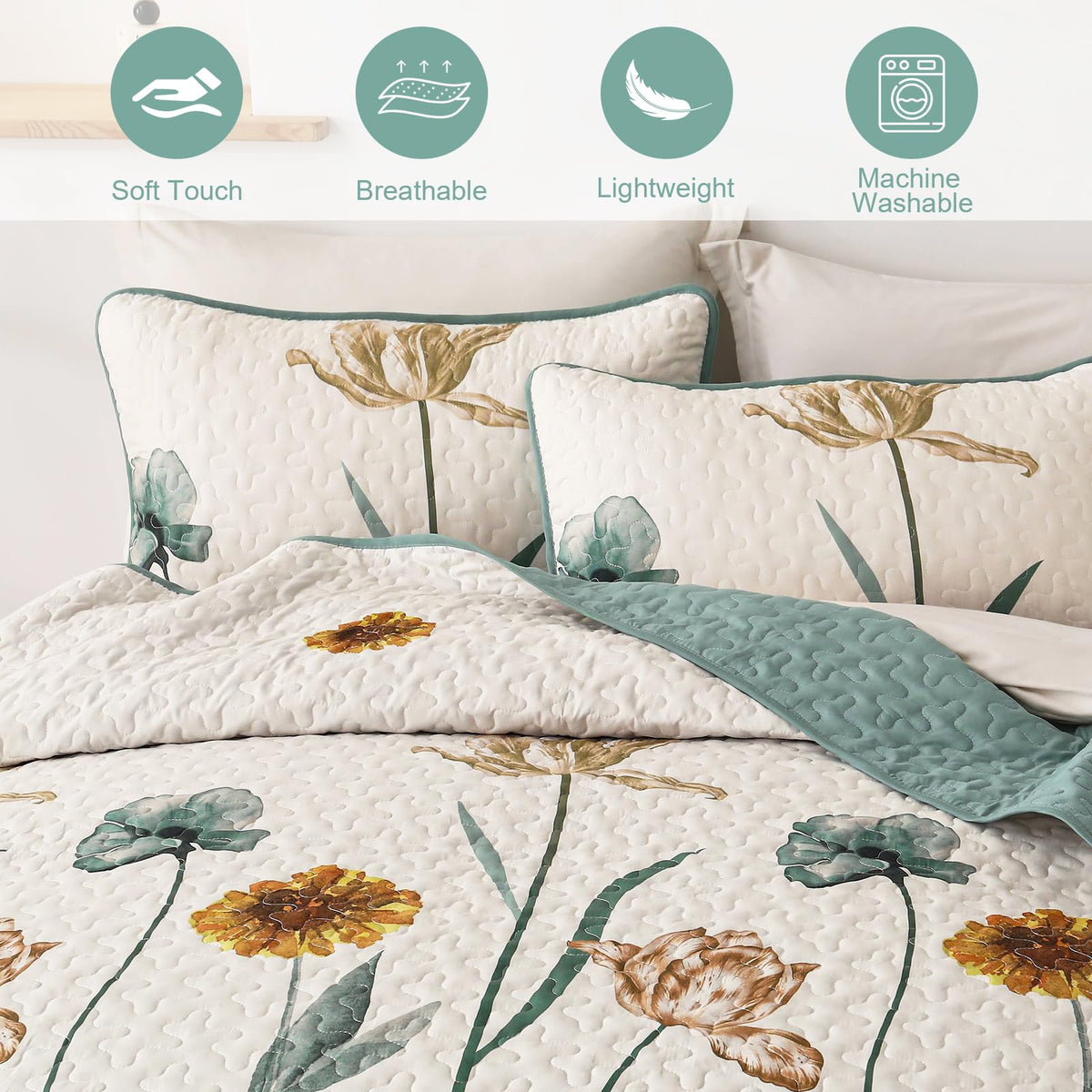 WONGS BEDDING lightweight quilt offers breathable comfort for all-season use.