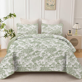 WONGS BEDDING close-up of toile floral pattern highlights vintage botanical details.