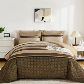 WONGS BEDDING brown striped patchwork detail adds contemporary charm