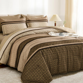 WONGS BEDDING queen bed-in-a-bag contents arranged for easy setup