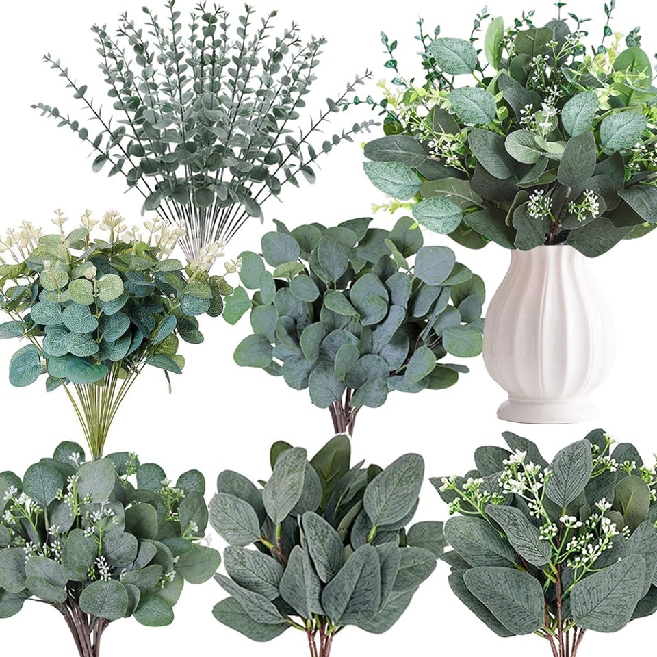 WONICE mixed eucalyptus stems close-up for versatile decor ideas.