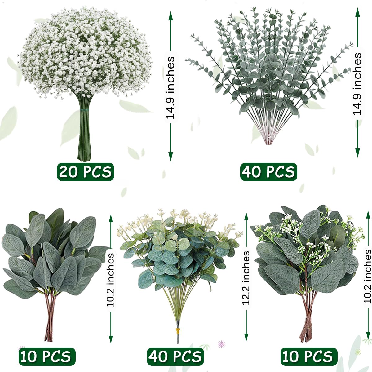 WONICE eucalyptus stems variety 05 vibrant foliage for home decor