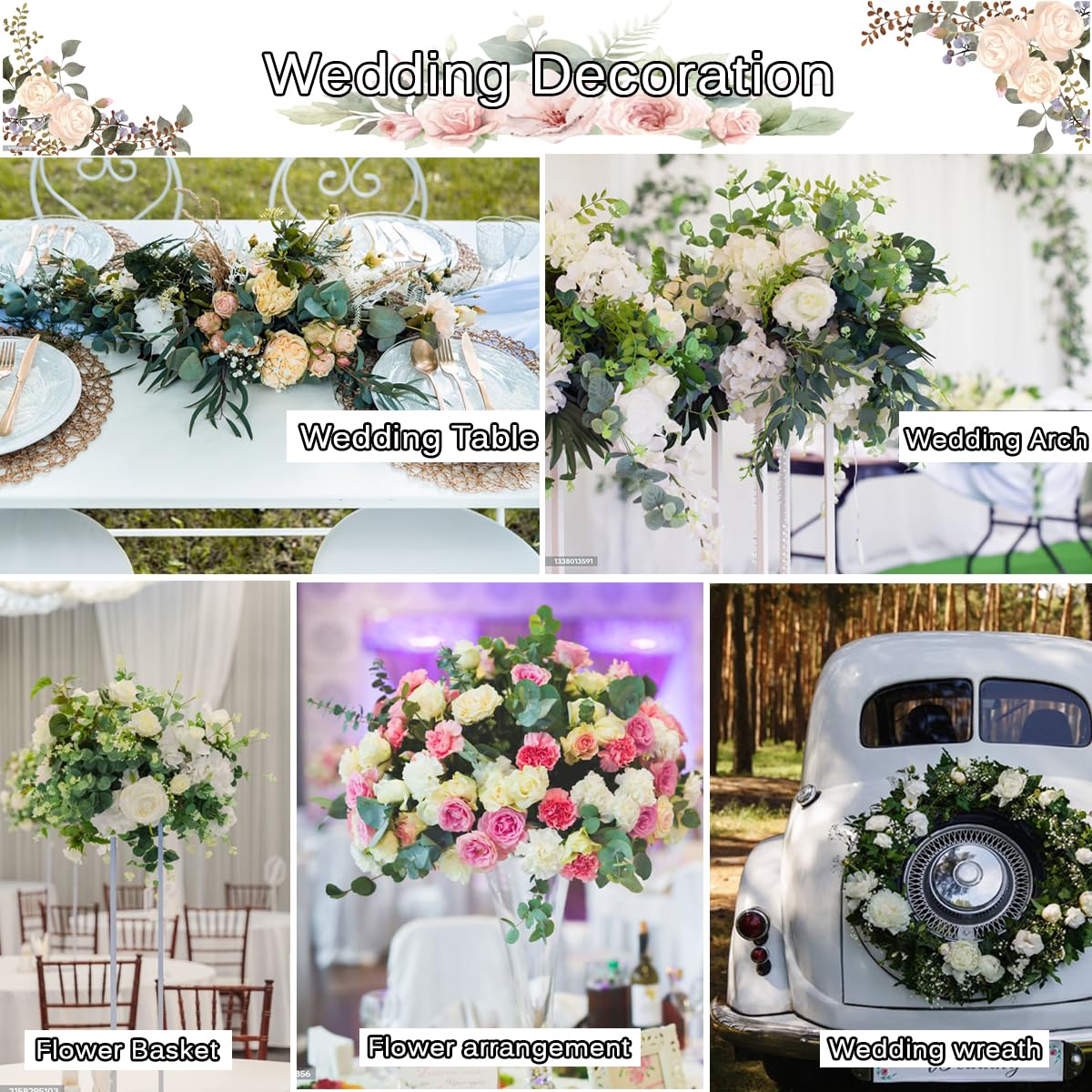 WONICE faux eucalyptus bundle for DIY decor projects.