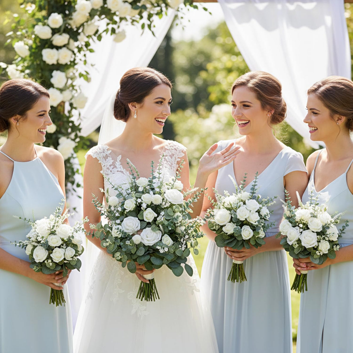 WONICE silver dollar leaves close-up highlight realistic texture for weddings.