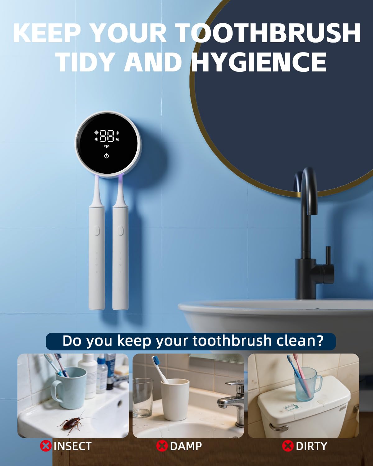 WONICO dual-mode cleaning and drying for travel and home use.