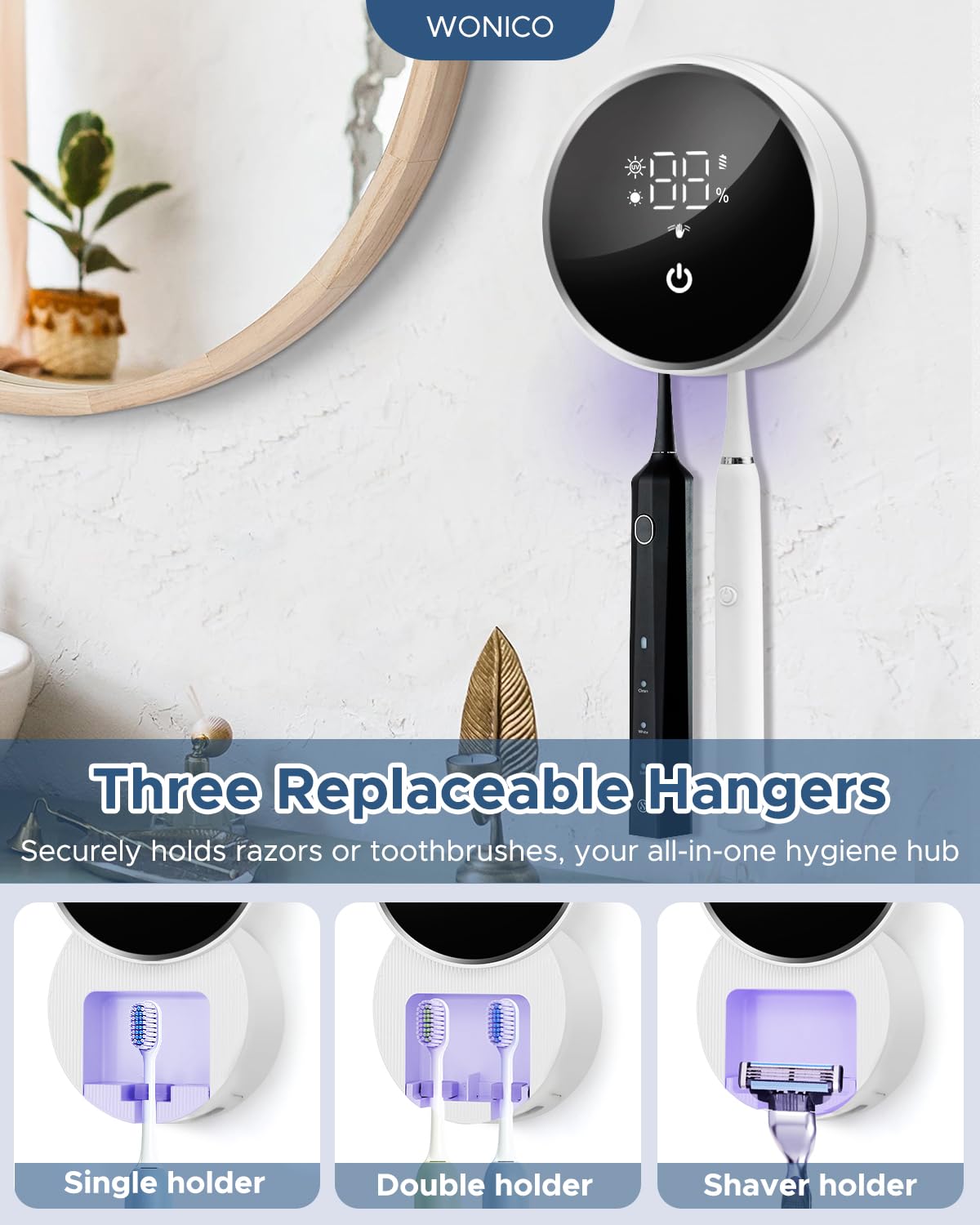 WONICO toothbrush holder doubles as stylish bathroom decor for busy families.