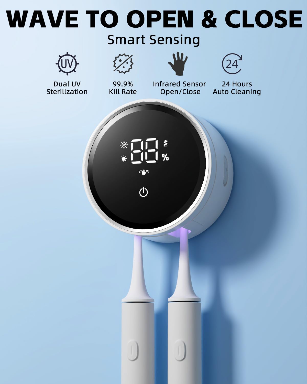 WONICO UV cleaning chamber visible through 360° design protects brushes.