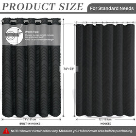 WONICY 71x74 inch curtain fits most standard showers.