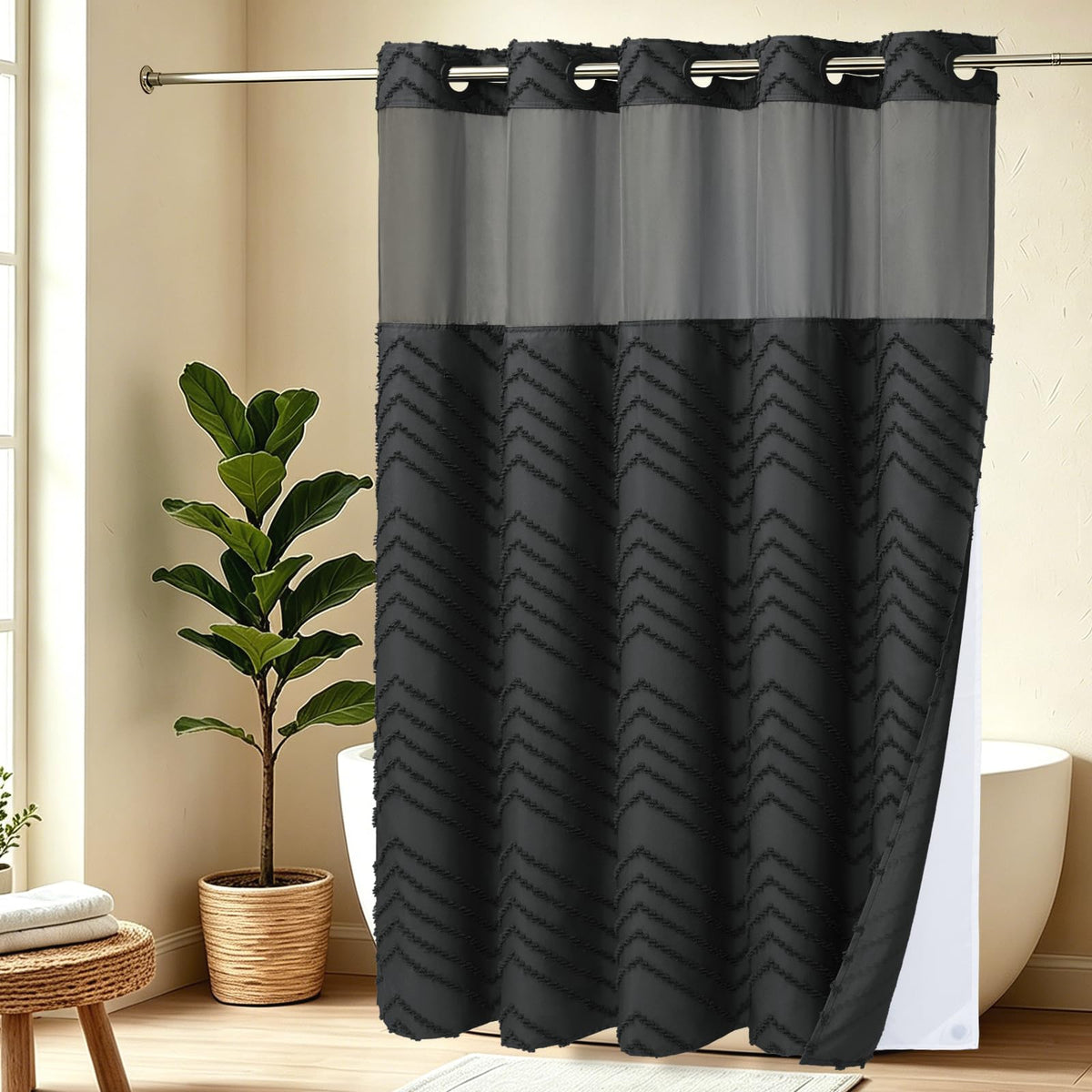 WONICY Boho tufted chevron stripes add texture to any bath.