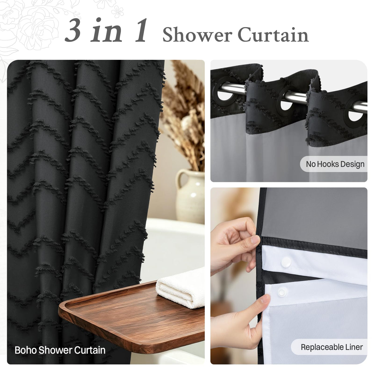WONICY hotel-quality curtain is waterproof and machine washable for daily use.