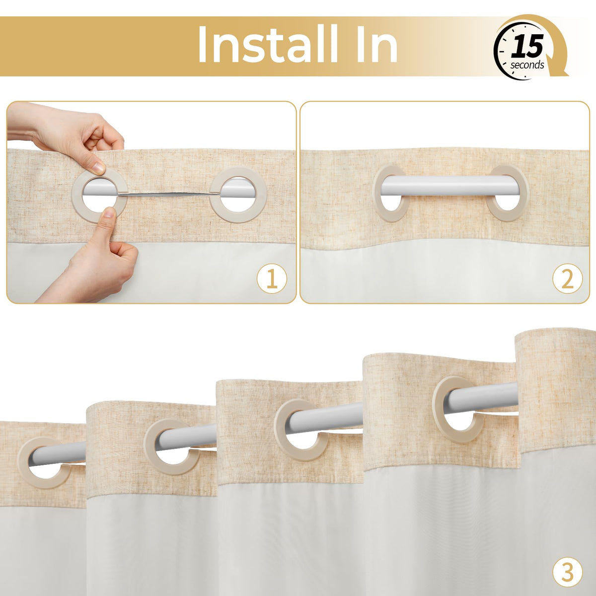 WONICY standard 71x74 inch size fits most tubs and spaces.