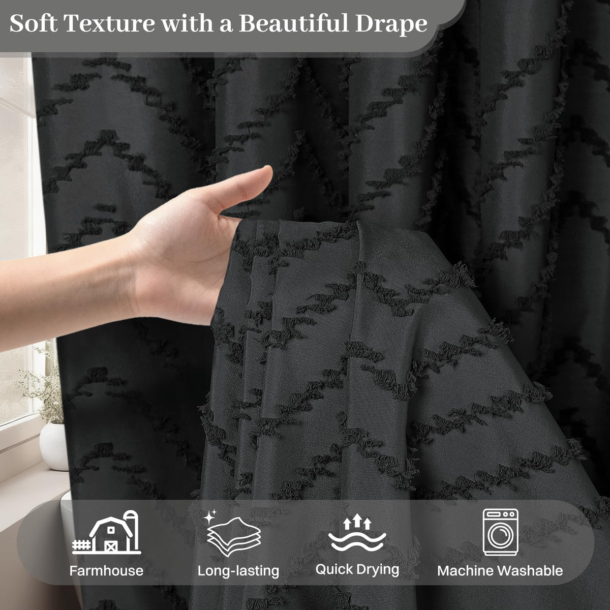 WONICY versatile curtain can suit bathrooms, windows, doors, and closets.