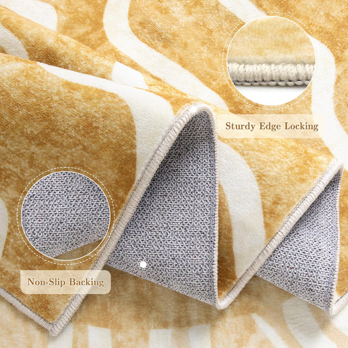 Wonnitar non-slip back rug, keeps it in place on smooth floors.