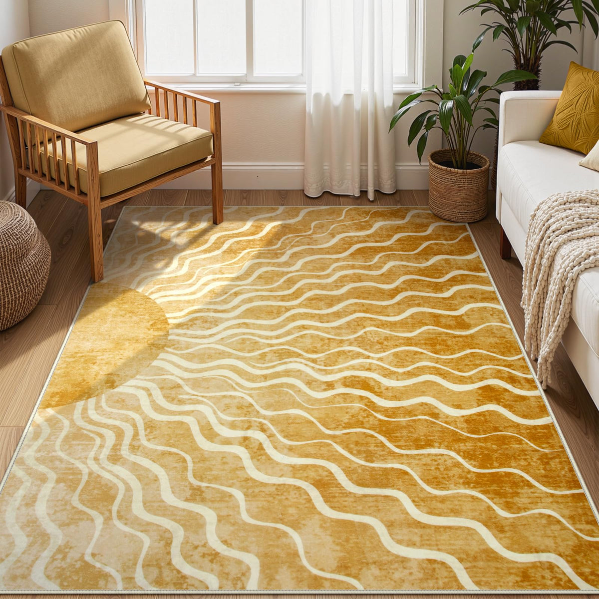 Wonnitar sun-pattern rug 5x7, ideal for bright living rooms and cozy corners.