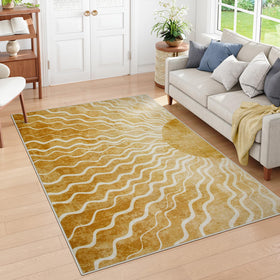 Wonnitar sunshine living-room rug, bright accent that complements modern décor.