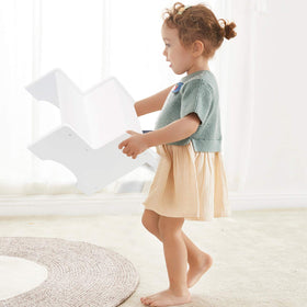 WOOD CITY step stool handles for easy transport by child