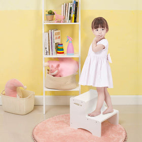 WOOD CITY kids using stool at sink or potty for reach