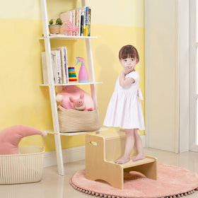 WOOD CITY natural finish stool blends with décor while remaining durable.