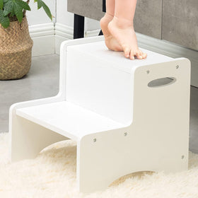 WOOD CITY toddler step stool dual-height with natural birch wood for independent use