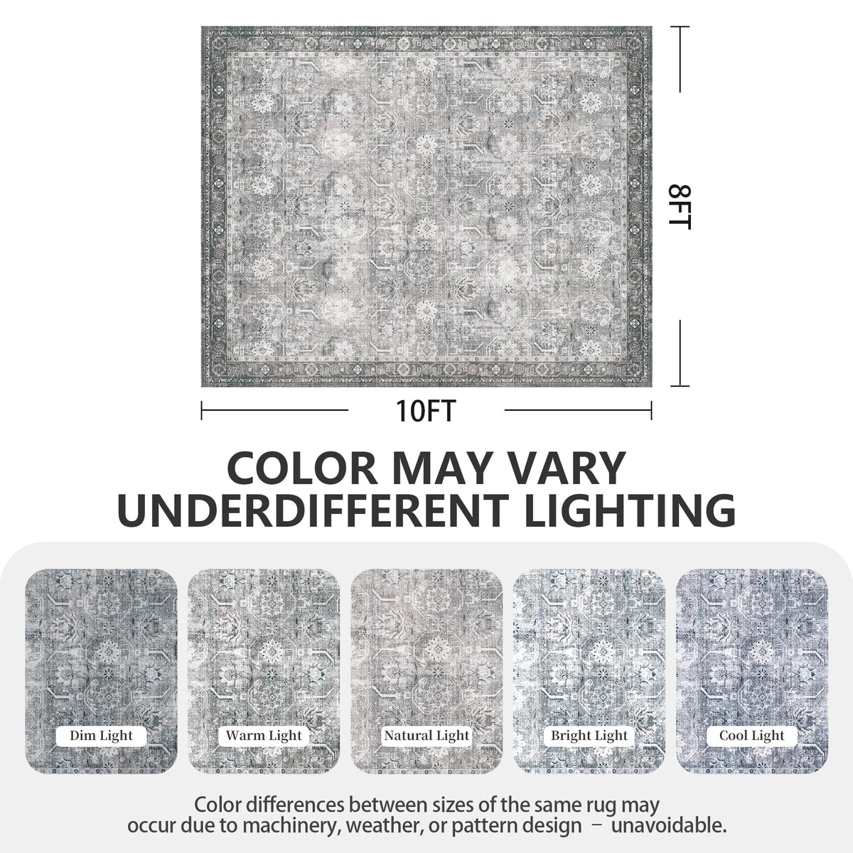 Woodbruy boho modern rug in distressed grey, adds cozy style to living spaces