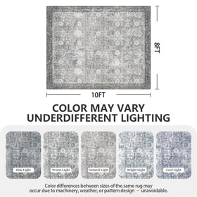 Woodbruy boho modern rug in distressed grey, adds cozy style to living spaces