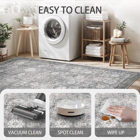Woodbruy pet-friendly rug with non-slip backing suitable for pets and kids