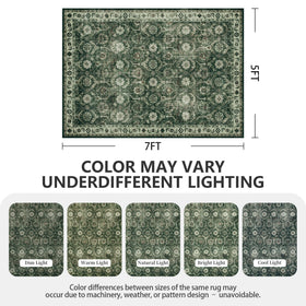 Woodbruy sage green 5x7 rug folded for easy storage