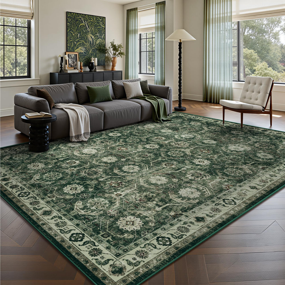 Woodbruy sage green 5x7 rug with soft pile for plush underfoot