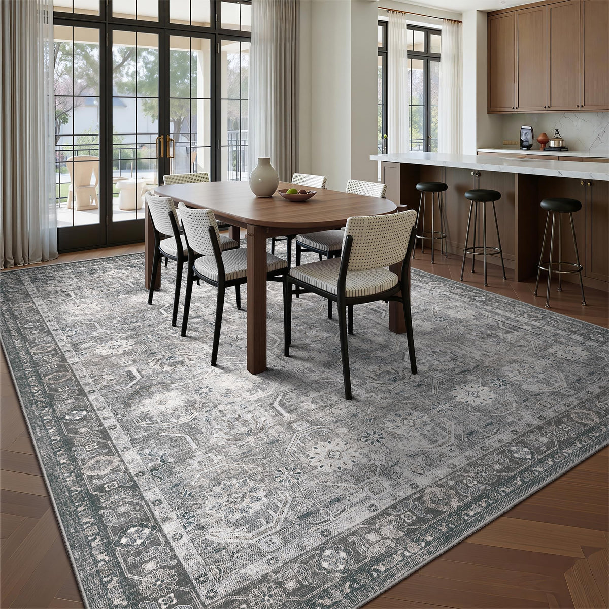 Woodbruy washable rug demonstrating machine-wash capability for easy cleaning