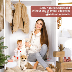 Woodever cedar rings in a drawer releasing a gentle scent for delicate fabrics.