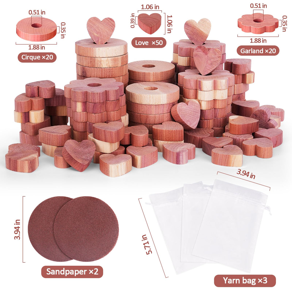 Woodever sandpaper included to refresh cedar fragrance over time.