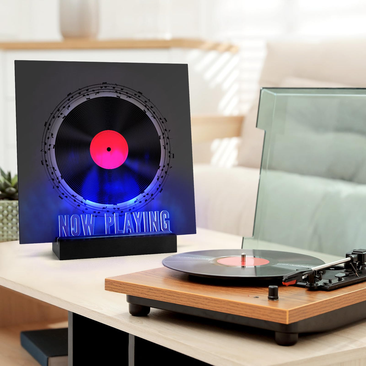 Woodoulogy Now Playing gift-ready vinyl stand adds style