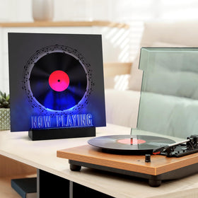 Woodoulogy Now Playing gift-ready vinyl stand adds style