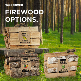 Woodover camping bundle brings 15-inch birch logs for campfires.