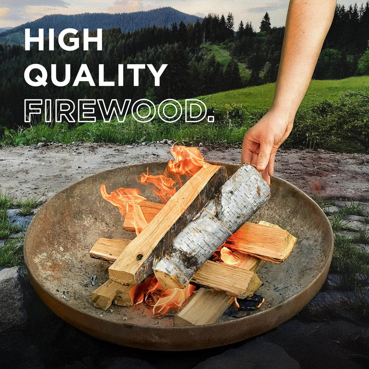 Woodover fireplace logs create cozy ambiance with minimal smoke.