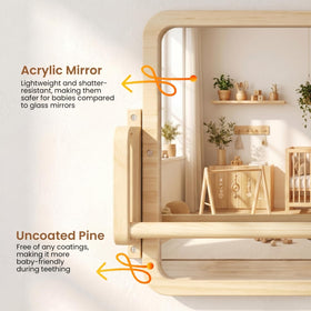 Woodtoe shatterproof acrylic mirror offers clear reflection with safety.