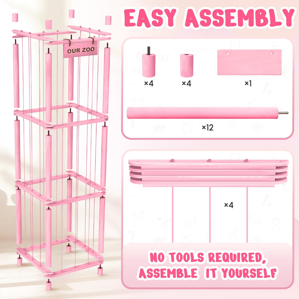 Woodure large-capacity-storage holds many plush toys and reduces clutter.